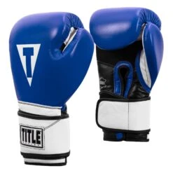 TITLE Boxing Premium Leather Performance Training Gloves -Boxing Shop LPTG BL WH BK 002