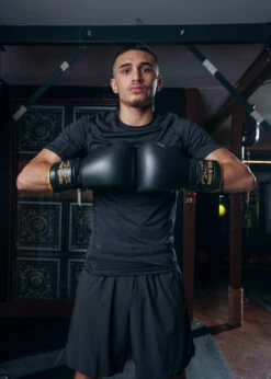 TITLE Boxing Roberto Duran Leather Sparring Gloves -Boxing Shop RDSGBK 1