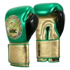 WBC By TITLE Boxing Green Belt Training Gloves 1.0 -Boxing Shop WGBTG GN GD BK 2