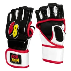 BOOM BOOM Boxing Bomber Youth MMA Gloves -Boxing Shop bbmmgy bk wh rd 02