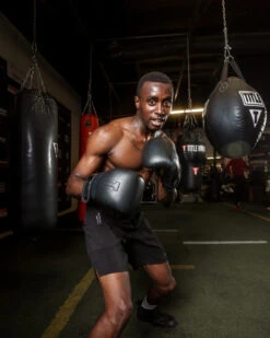 TITLE Black Old School Leather Pro Bag Gloves -Boxing Shop bktbg bk 1