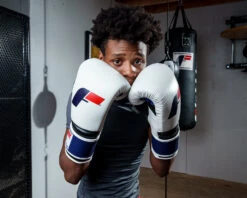 Fighting Force Leather Bag Gloves -Boxing Shop ftgfbg wh bl 1 2