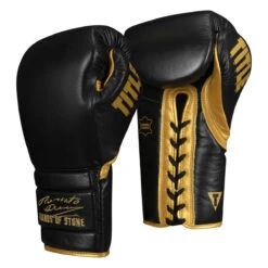 TITLE Boxing Roberto Duran Leather Sparring Gloves -Boxing Shop rdsg bk gd 02