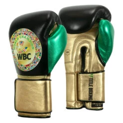 WBC By TITLE Boxing Green Belt Bag Gloves -Boxing Shop wgbbg bk gd gn 2 2