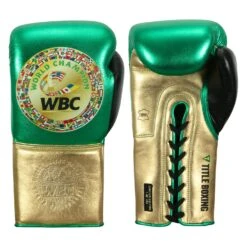 WBC By TITLE Boxing Green Belt Sparring Gloves -Boxing Shop wgbsg gn gd bk 1 1