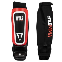 TITLE MMA Shin-N-Instep Pull-On Guards -Boxing Shop ztsnsg bk rd 2